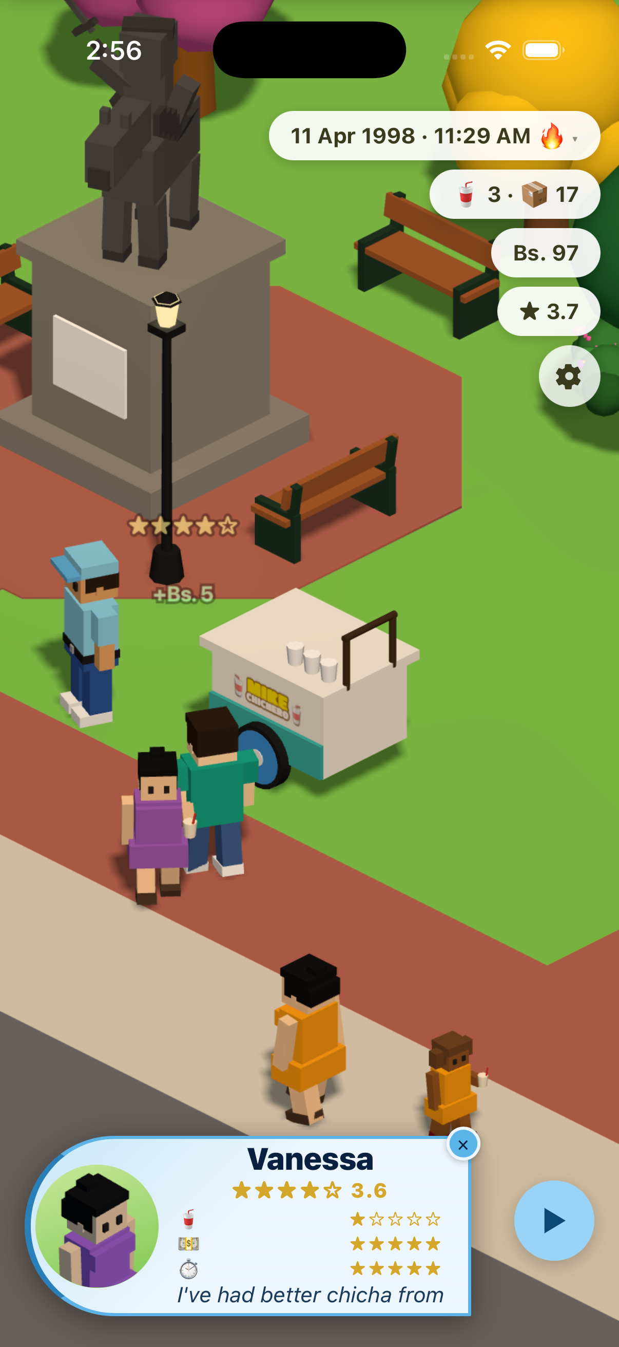 Gameplay with customer review