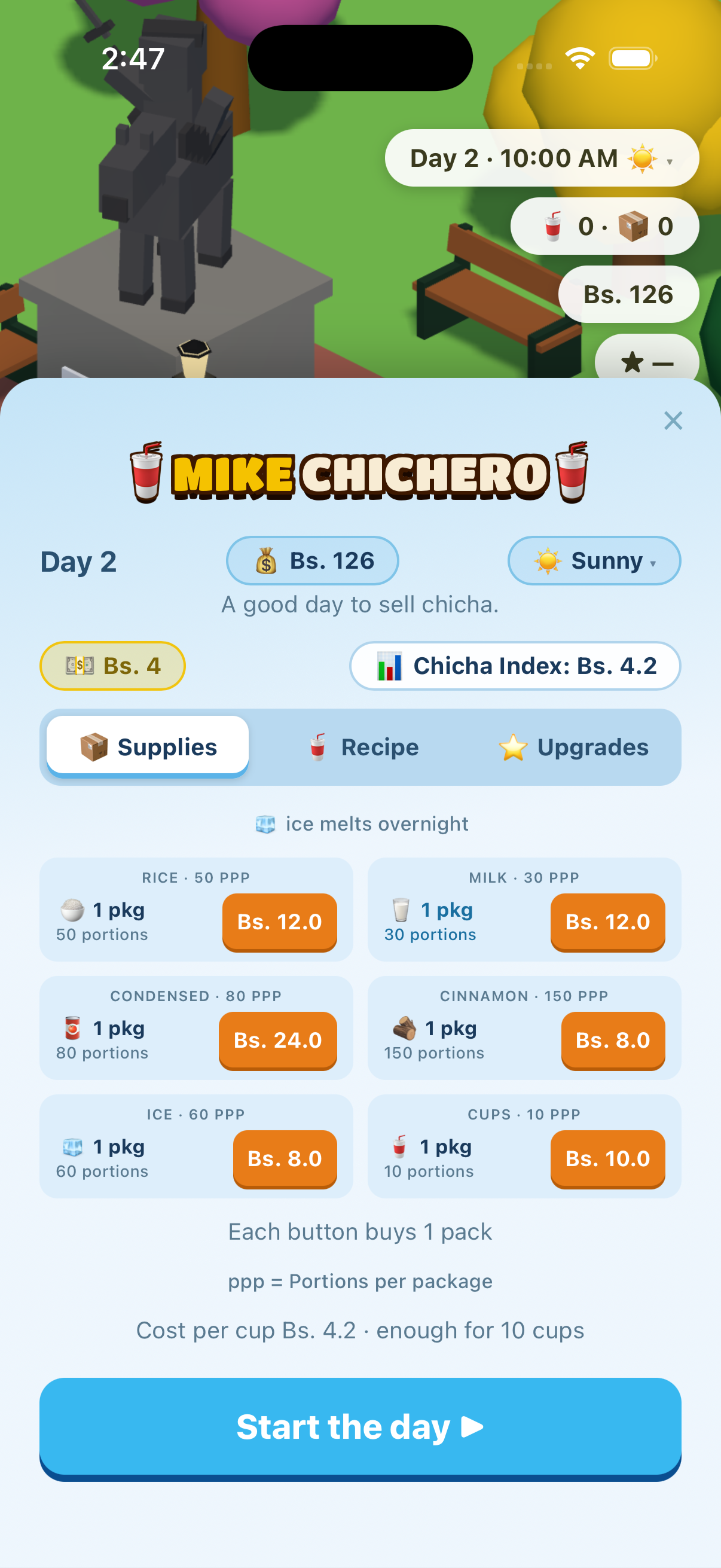Supplies tab